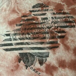 Obey Red & White Tie Dye Short Sleeve Graphic T Shirt